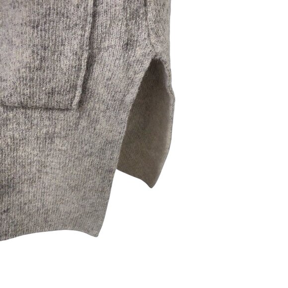 A.Ida Solid Gray Open Front Mock Neck Pockets Sleeveless Sweater Vest M - Picture 6 of 8